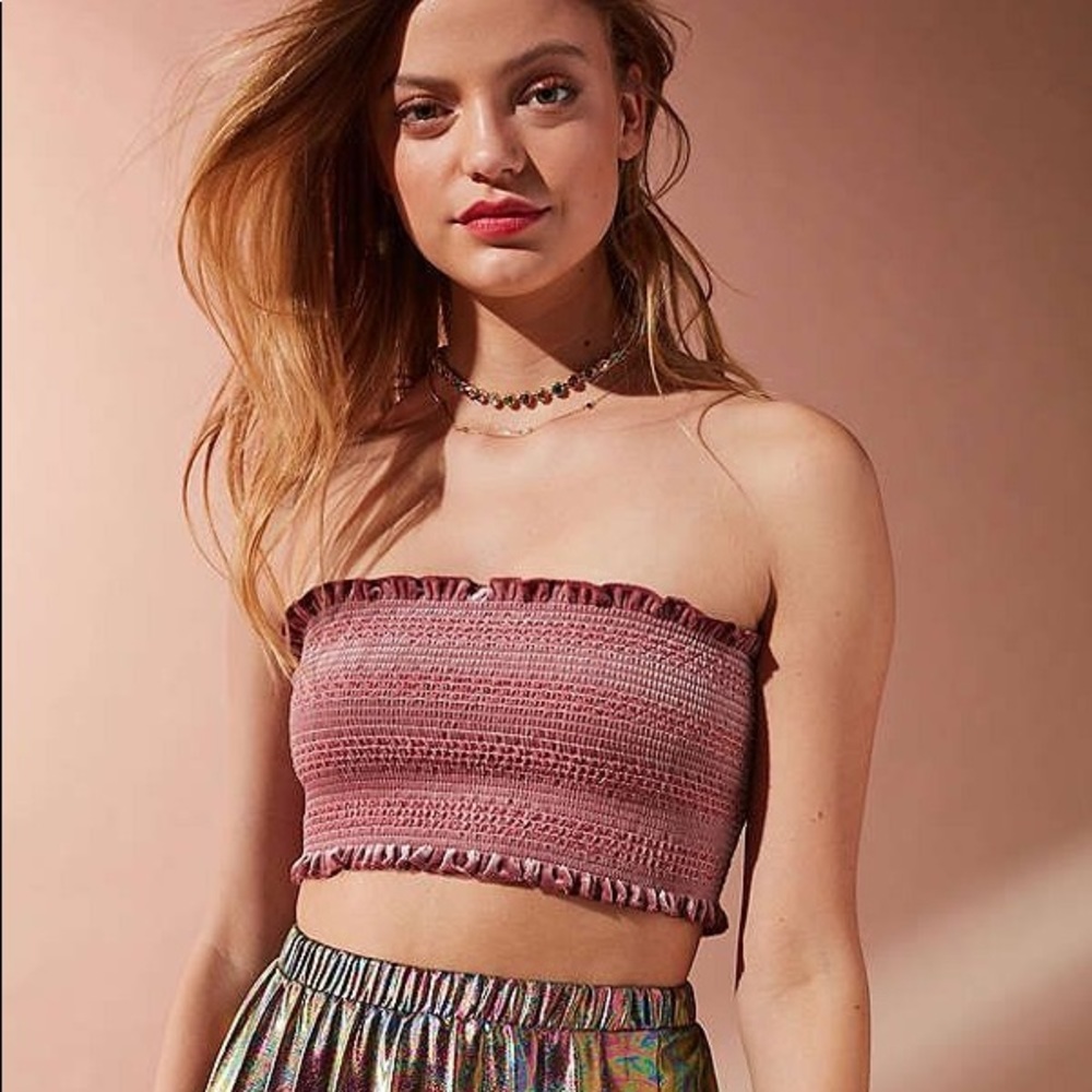 Urban Outfitter Velvet Smocked Tube Top